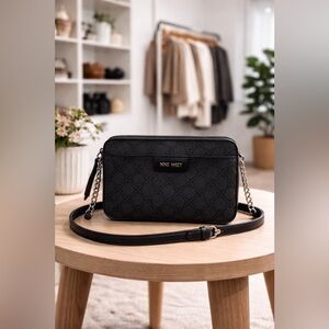 Nine West black logo jacquard small crossbody bag 🖤